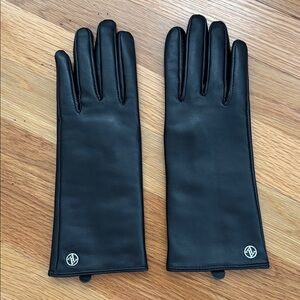 Adrienne Vittadini Black Leather Gloves, cashmere lined nwot